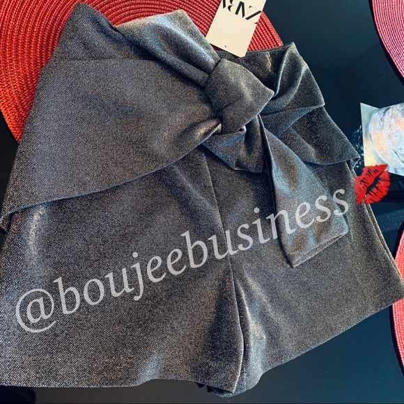 ZARA Shimmery Shorts with Bow - Picture 3 of 8